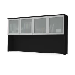 Bestar Pro-Concept Plus Hutch With Frosted Glass Doors, Black (110523-1118)