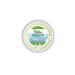 Eco Guardian Compostable Bagasse 3-Compartment Plates, Retail Packaging, 10", 240 Pack (EG-N-A007-S20)